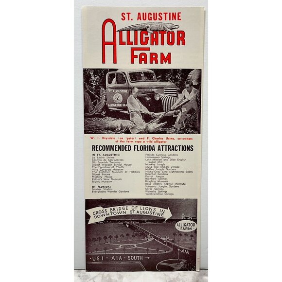 St Augustine Alligator Farm Brochure Florida Travel Souvenir Pamphlet Hwy A1A - Picture 2 of 6